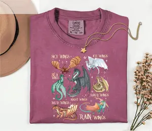 Wings Of Fire Dragons Comfort Colors T-Shirt, Queen Of Pyrrhia Graphic Tee, NightWings SeaWings IceWings Shirt, Dragon Lover Gift, Fantasy Dragon Book T-Shirt