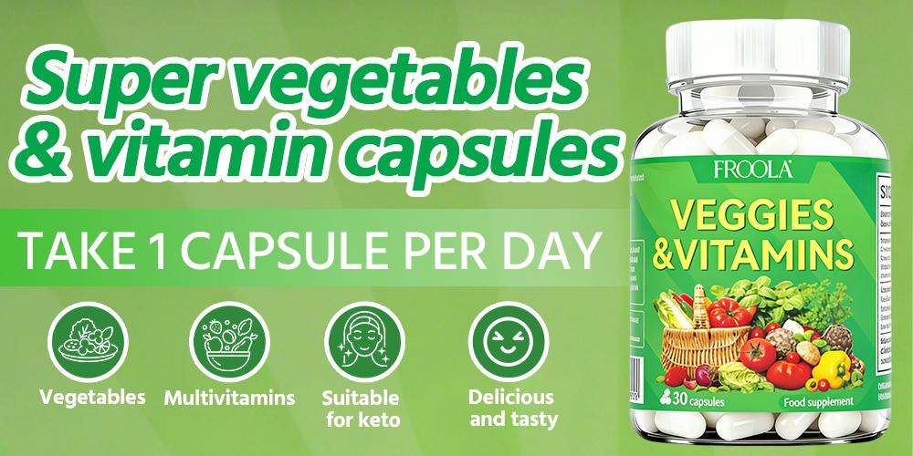 Frcola Veggies & Vitamins - Mixed Fruit & Vegetable Capsules: 30-Day Nutrition for Men and Women - Rich in Vitamins and Minerals | Dietary Supplement - Healthcare