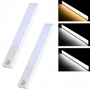 LMMAKE 1Pc White Intelligent Magnetic Night Light 25cm Drill-Free Sensor Light with Adjustable Brightness Slim Design Auto-Dimming for Cabinets Wardrobes & Bedrooms USB Rechargeable Wireless Install Ideal for Apartments