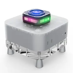 【Fallinep】Mac mini Stand with Cooler - No Lag Acrylic Desktop Holder Mount with Magnetic RGB LED Display Cooler, 15W Semiconductor Fast Cooling, Accessories Compatible with Mac mini M4, M4 Pro