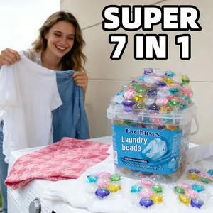 Water-Soluble Laundry Detergent Balls, 7-In-1 Super Cleaning Beads, Scented & Stain Removal, Deep Clean, Low Foam, Anti-Static, Laundry Pods