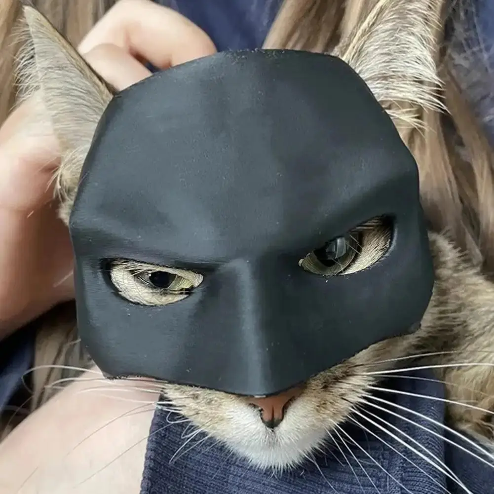 Spooky Animal Bat-Cat Half-Mask & Cosplay Hat Set, Lightweight Plastic Halloween Party Prop Accessories with Bat Wings for Celebrations