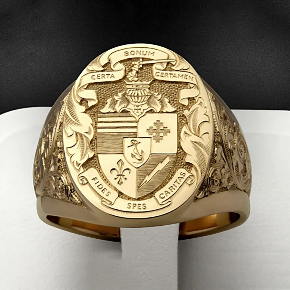 Golden retro carved Godfather ring, high-end men's engagement wedding ring, birthday gift, hip-hop retro ring
