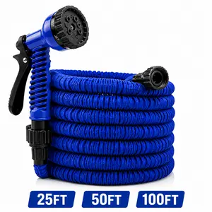 Expandable Garden Hose 25ft 50ft 100ft Flexible Lightweight No Kink Durable Leakproof High Pressure Water Hose with Spray Nozzle for Yard Garden Lawn Car Wash