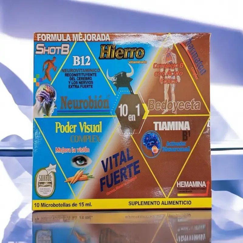 Hierro Multi Vitamínico 10 en 1 Contiene 10 Micro Botellas de 15 ml. Healthcare Vitamin Zinc Supplement Dietary Edible Fitness Bathroom