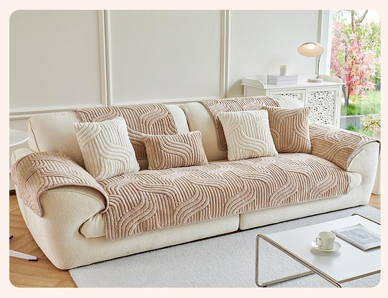 Bepatio 1 Count Jacquard Sofa Cover 1-4 Seat, Solid Color Ultra Soft Slipcover for Stain, Pet Hair & Dustproof, Machine Washable Anti-Slip Bench Couch Cover, Pet Friendly Sofa Towel Mat for Living Room, Dormitory, Hotol