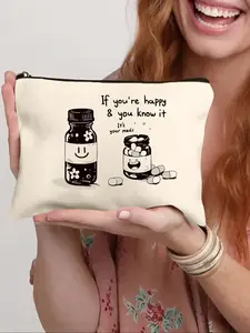 Cute Medicine Printed Cosmetic Bag, Zipper Makeup Bag, Medicine Storage Bag, Cosmetic Travel Bag, Wallet Pencil Case, Stationery Bag, Gift for Friends