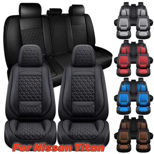 For Nissan Titan Premium Nappa Leather Car Seat Covers, 3D Foam Lumbar Support Waterproof Full Coverage 5 Seat Full Set with Storage Bag, Car Pickup Truck Interior Accessories