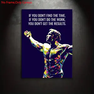 1 Piece/Set Frameless Canvas Painting Print Poster, Classic Pop Art, Arnold Schwarzenegger Motivational Quote. A perfect gift for those pursuing success , and an ideal gift for bedroom, living room, dormitory corridor, kitchen, mural, wall decoration