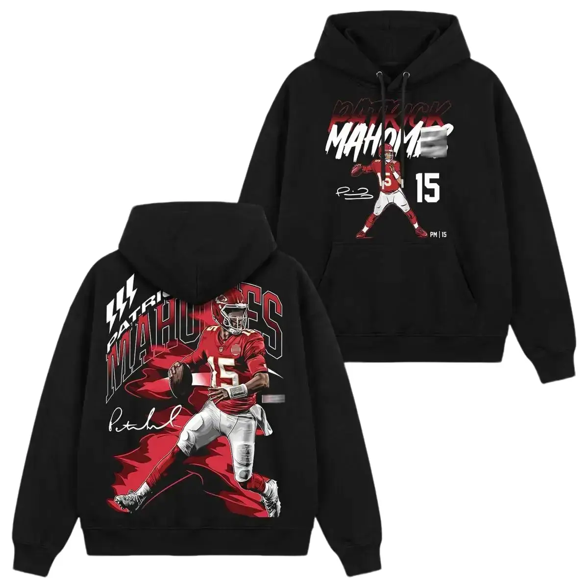 "Showtime" #15 V2 Football Hoodie, Chiefs Quarterback Graphic Hoodie, "Showtime" Player Name & Number Sweatshirt, Vintage Football Fan Apparel, Chiefs Fan Hoodie, Game Day Streetwear, Retro Sports Graphic Hoodie, Gift for Football Fans