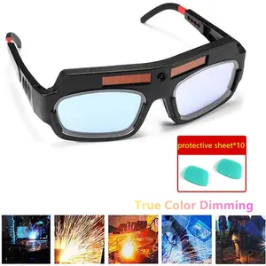 Auto-Darkening Welding Glasses, Solar Powered Adjustable Lightweight Welders Eyewear, Anti-Fog Anti-Glare Protection for Welding Safety, Safety Glasses Goggles
