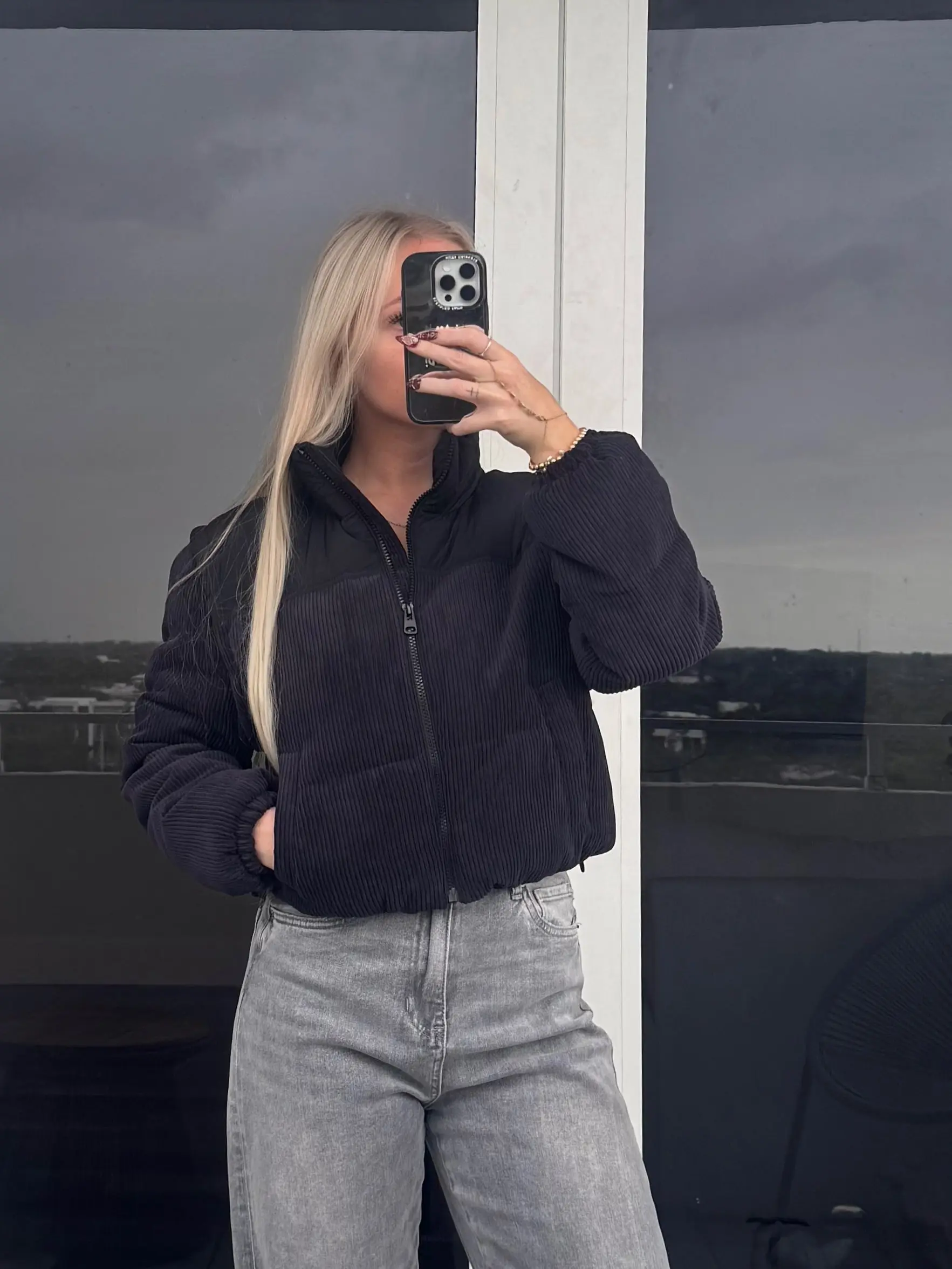 Black Corduroy Puffer Jacket