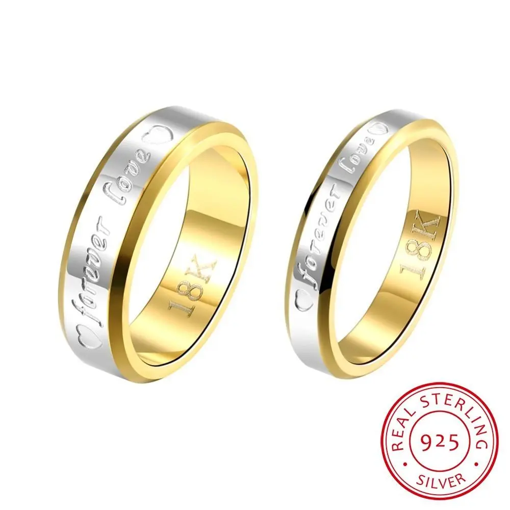 Lekani Fine Jewelry Wedding Couple Rings Set For Lovers Real Silver Gold Brand Engagement Rings For Men And Women Jzr095