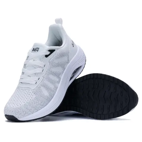AOV Women's Casual Walking Shoes - Lightweight Breathable Knit Sneakers with Detachable Arch Support Pads, Slightly Wide Fit, All-Day Comfort for Plantar Fasciitis, Odor-Fighting Breathable Outdoor Shoes for All Seasons