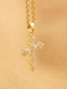 Rhinestone Decorated Cross Pendant Necklace with Box, Elegant Adjustable Necklace for Women & Men, Fashion Jewelry for Party, Daily Decor, Exquisite Jewelry for Birthday Gift