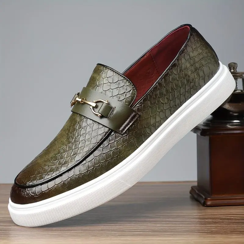 Men's Classic British Style Cow Hide Leather Shoes, Round Toe Casual Walking Footwear with a Soft Sole for Work & Office, Walking Shoes