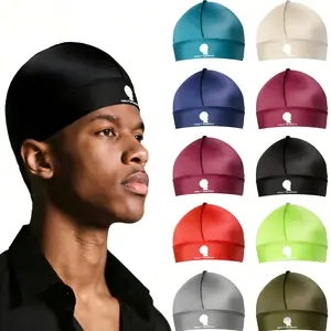 Men's Solid Color Wave Cap, Simple Breathable Elastic HeadWrap for Men, Satin Fashionable Head Wrap for Running,Fitness, Suitable for Men's Daily Use, Beanie Fitted