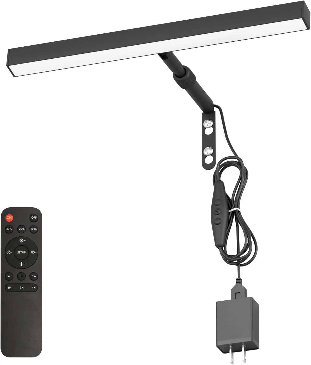 Beatihomme Black 12-in Adjustable 4W Plug-in Decorative LED Wall Mount Light - Remote-Controlled Rectangular Bar Geometric Fixture, Illuminated Base Wall Lighting for Artwork, Collector Displays, Illuminated Base Wall Lighting Fixtures