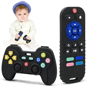 Baby Teething Toys for 3-6-12 Months, Silicone Sensory Teether Remote & Game Controller, BPA-Free Infant Teething Relief Toy for Newborn Boys Girls, Soothing Autism Gift for Birthday