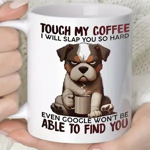 Funny Grumpy Dog Coffee Mug - Reusable Ceramic Cup for Coffee, Juice, Milk - Machine Washable, Recyclable Material - Ideal Gift for Birthdays and Holidays - Family Recommended Use