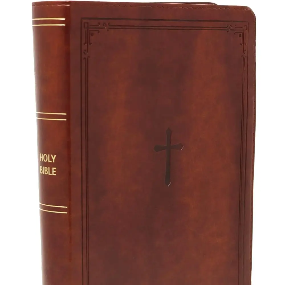 NKJV End-of-Verse Reference Bible - Personal Size Large Print by Thomas Nelson, Leathersoft, Brown, Red Letter, Comfort Print: Holy Bible
