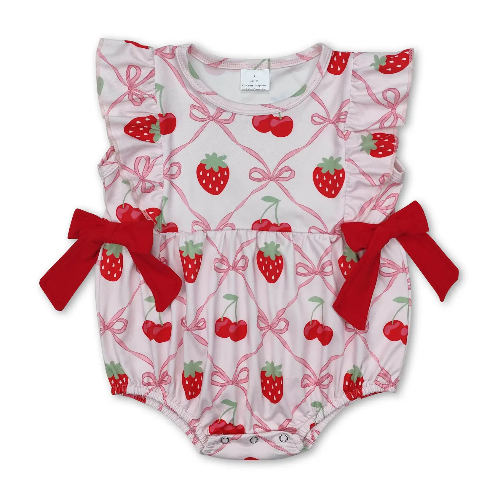 strawberry Print Baby Romper for Girls