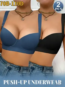 Women Sexy Push-Up Bra Underwear Basic Thin Cup for Everyday Wear, Comfortable Breathable Supportive Design, Adjustable Backless Style for All Seasons