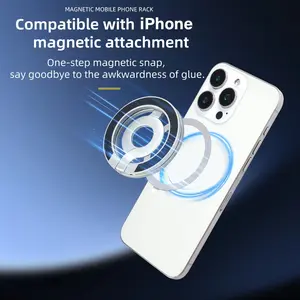 Dual-Sided Strong Magnetic Phone Ring Holder Compatible with Magsafe, 360-Degree Rotating Foldable Desktop Mount for iPhone