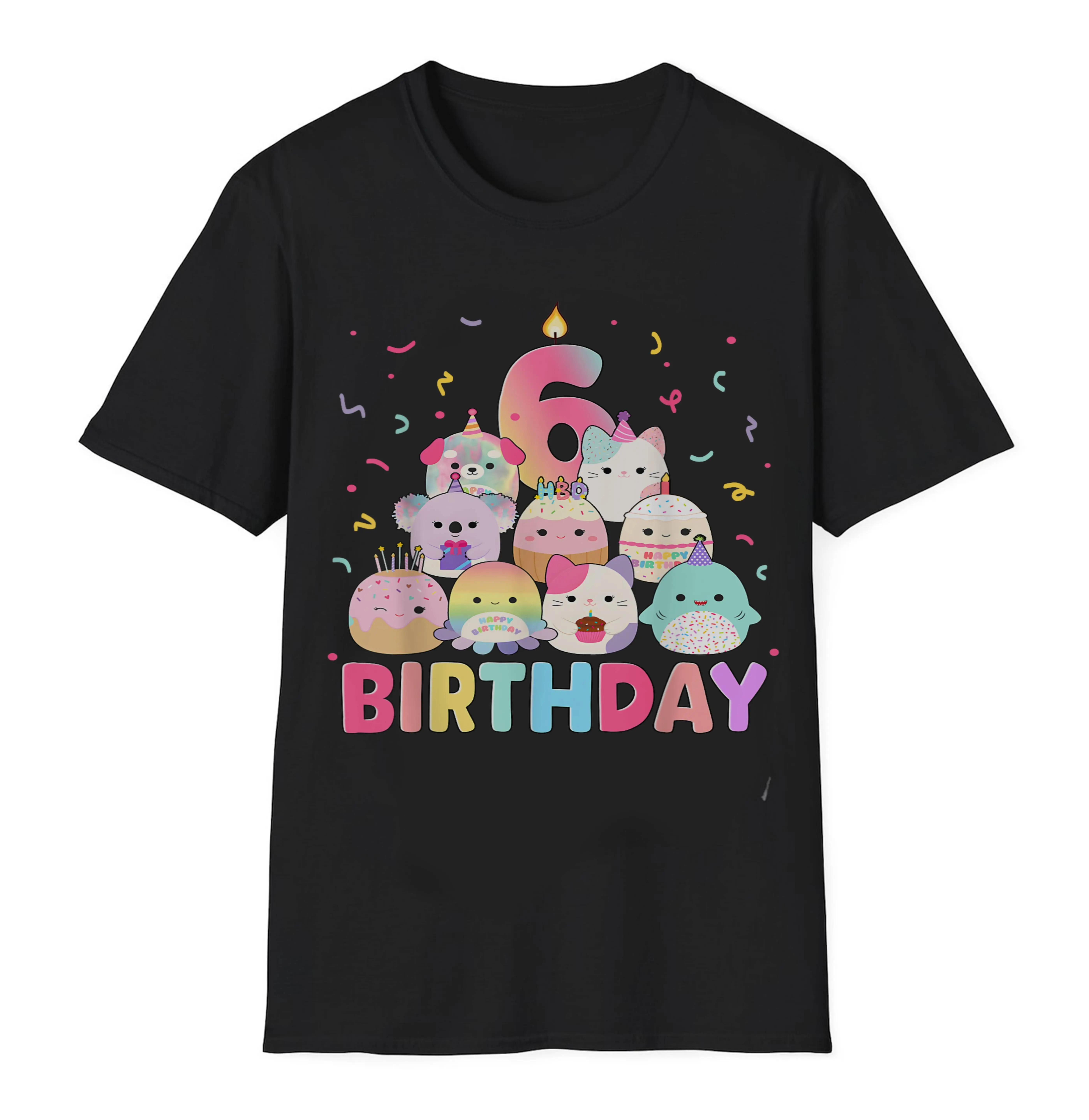 Happy 6th Birthday Squish Squad Mallow Girls Kids Cute Unisex T-Shirt Gift for Men and Women