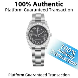 Rolex Oyster Perpetual 177200 with aftermarket pineapple bezel  Automatic movement  31MM  Aftermarket grey dial  Stainless steel with aftermarket diamonds  Ladies' watch WHT030694