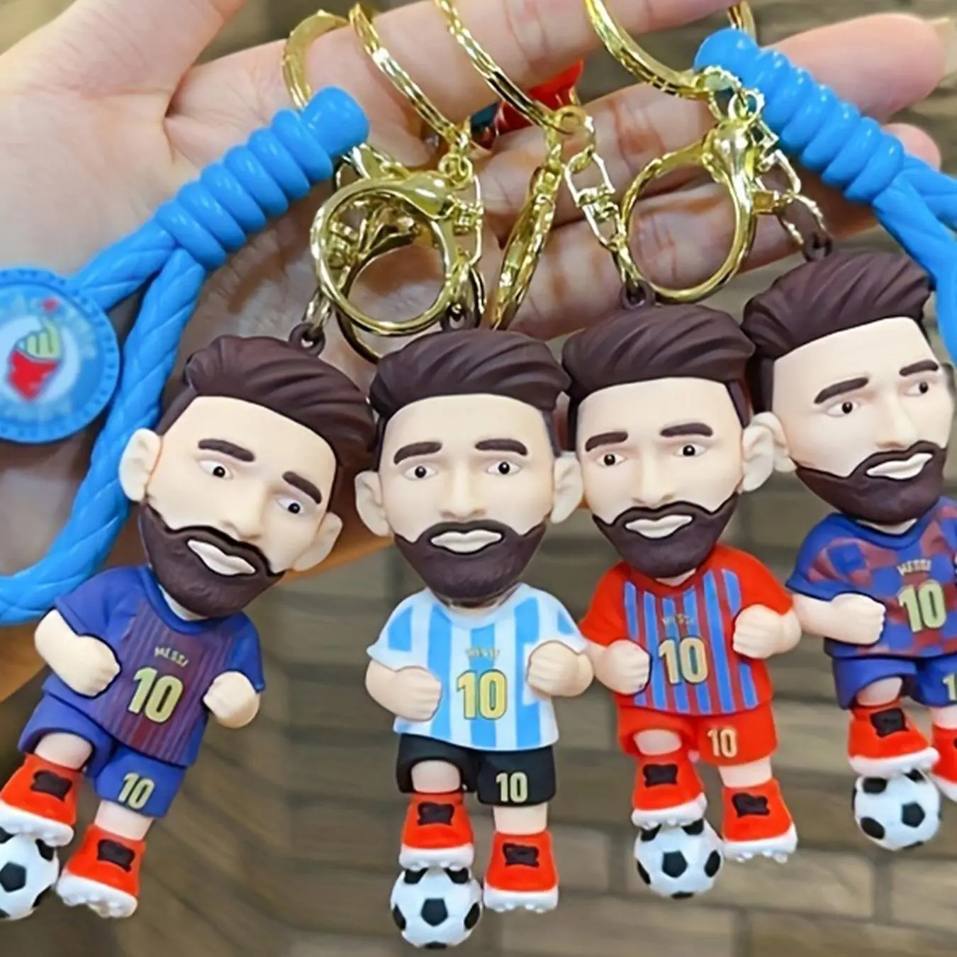 Cartoon Football Player Design Hanging Decor, 1 Count Creative Soccer Doll Keychain, Cute Keychains, Keychain Series Figures, Hanging Decor for Bag, Car, Home, Office, Keychain Accessories, Key Chain Decorations