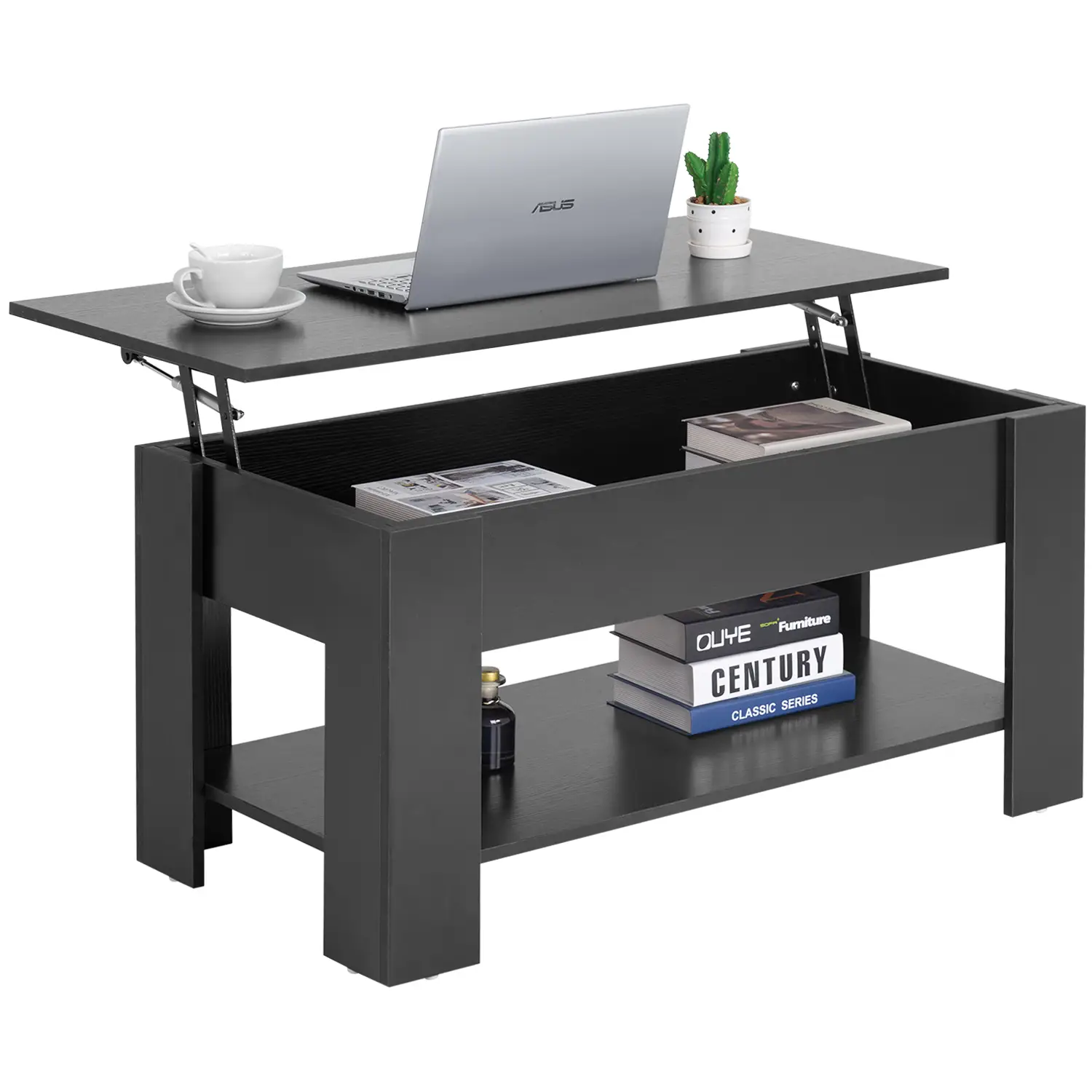 Lift Top Coffee Table Compartment and Storage Shelf,Retro Wooden Lift Tabletop Dining Table Multifunctional Wooden Working Table for Living Room Offic