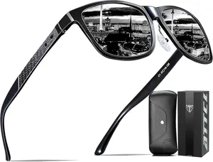 ATTCL Polarized Sunglasses Men for Driving: UV400 Protection Lightweight AL-MG Metal Rectangular Sun Glasses Hiking Travel