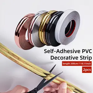 2pcs Self-Adhesive PVC Decorative Strip for Background Wall, Door and Window Frame Edges Trim, Wallpaper Hemming Tape, 3D Corner Sealing Strips for Furniture