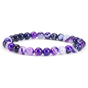 Cherry Tree Collection | Stretch Bracelet | 6mm Beads (Lace Agate - Purple)