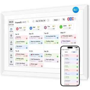 Fotocube 10.1" Digital Calendar Wall Planner Chore Charts and     Screen Interactive display Desk Calender for Family Schedules Built-in Digital Photo Frame Function (White, 10.1 inch)