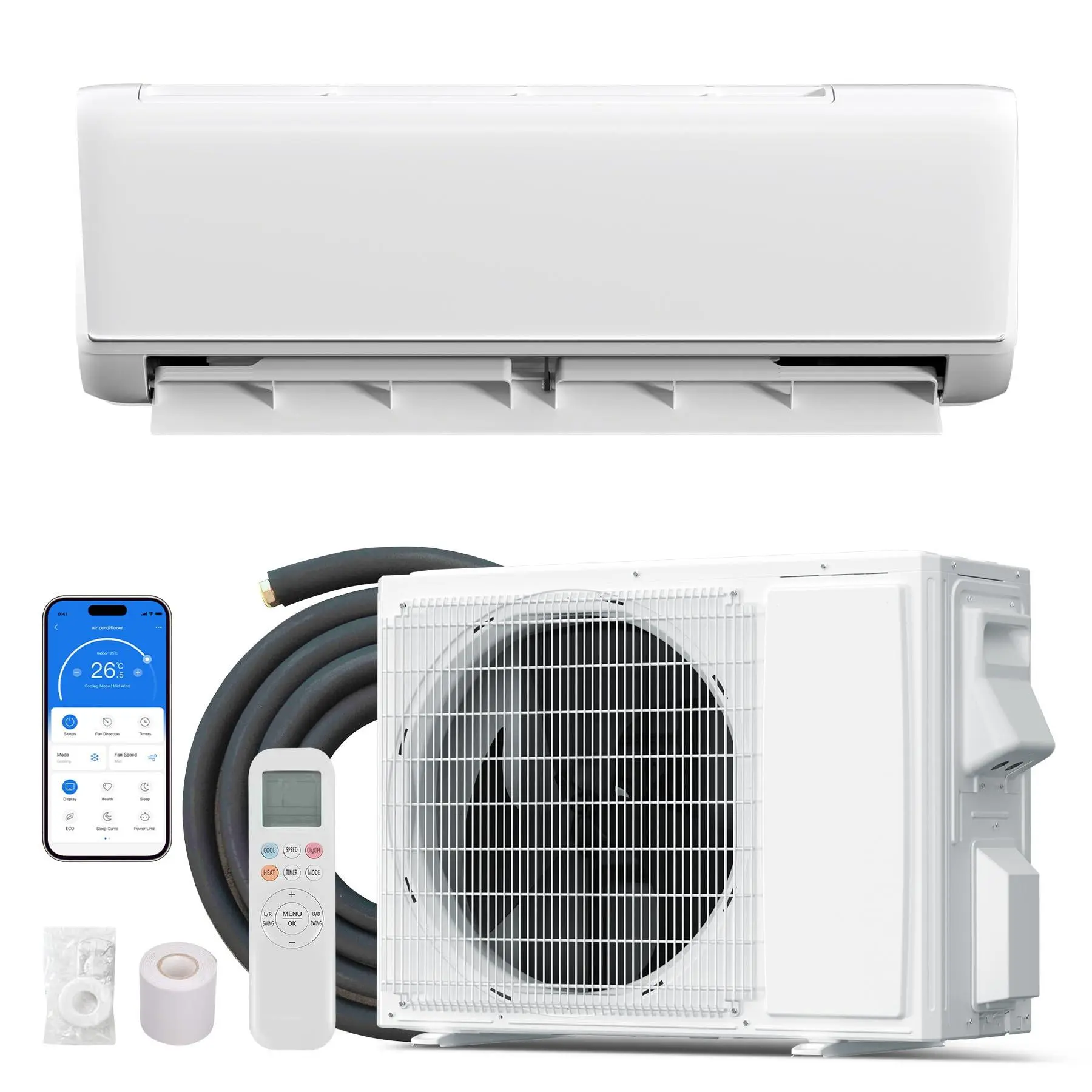 Sohochic 12000 BTU Ductless Mini Split Air Conditioner with Heat Pump, 18.5 SEER2, 208-230V, WiFi Enabled, Low Noise, Smart Control, Remote Control, Alexa Compatible, Cool & Heat for 750 Sq.ft. Rooms, 208-230 V