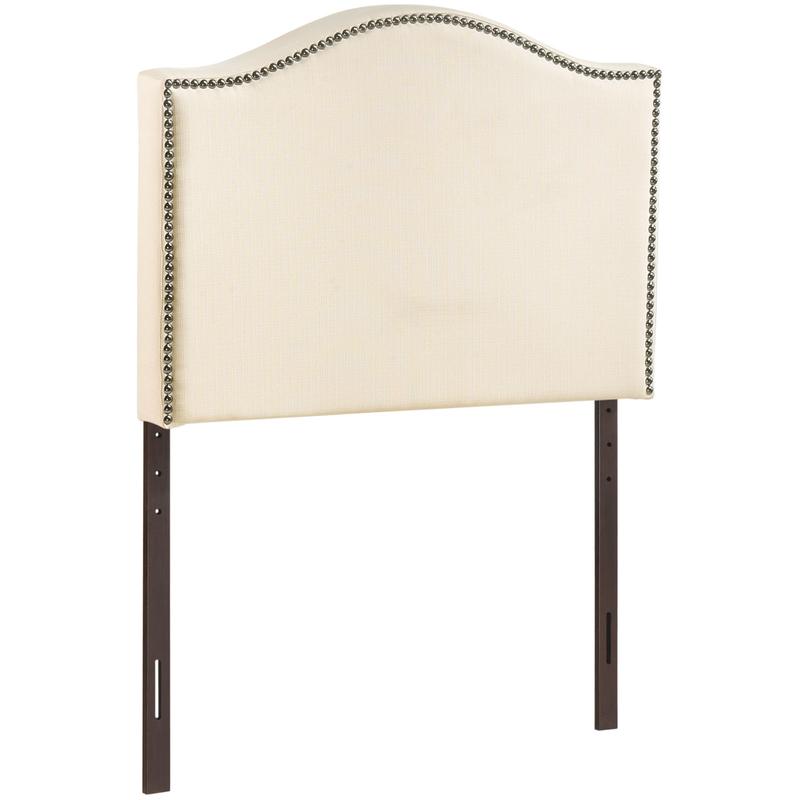 Modway Curl Twin Nailhead Upholstered Headboard in Ivory