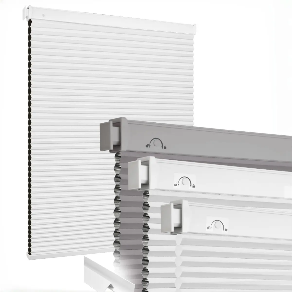 Grandekor Cordless No-Drill Blackout Cellular Shades - Light-Blocking Strips, Privacy UV Protection Heat Blocker Pull-Down Blinds for Bedroom, Office Windows