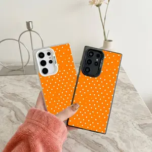 White Polka Dots Phone Case SamsungS26U/26/25U/25/24U/24/23/22 Non-Yellowing Shockproof Anti-Scratch Full Body Protection Colorful Silver Phone Case roo04551