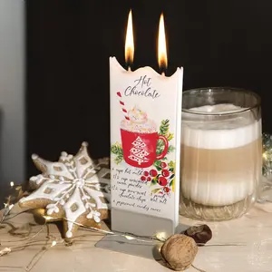 Christmas Time Is Here : Peppermint Hot Cocoa Recipe- Hand Painted Flat Candle
