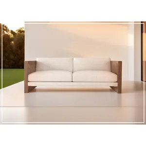 Bernhardt Outdoor Madura solid teak Sofa with Plush cushions