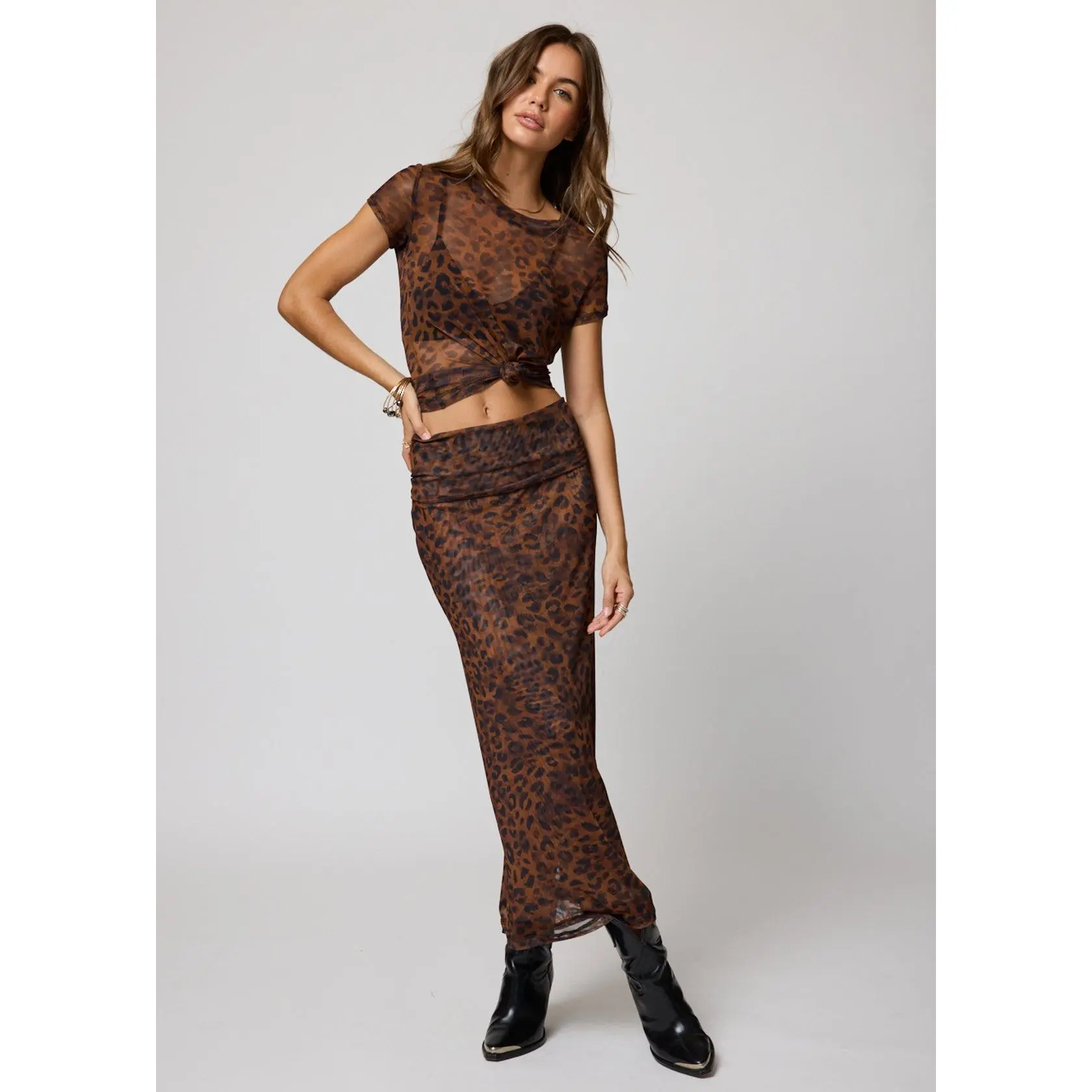 MESH FOLDOVER  MAXI SKIRT