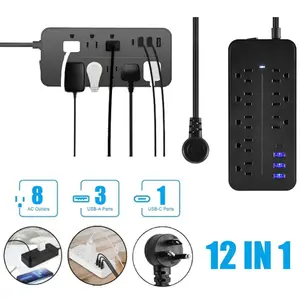 US Power Strip Surge Protector with 8 AC Outlets 3 USB + 1 Type C Port, 4FT Heavy Duty Cord, 1700 Joules, ETL UL Certified, Fast Charging for Home Office Dorm Essentials