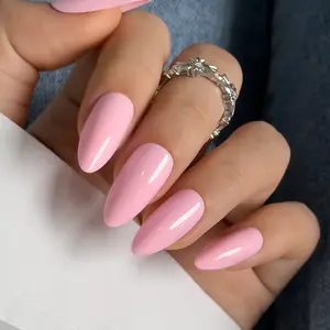 CurvLife Nailora Long Stiletto Acrylic Press-On Nails, Pink Glossy Solid Stick-On Nails, Easy-Apply Nail Art for Beauty & Personal Care Nail Decoration