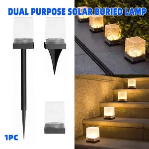 Solar Ice Brick Bury Light, Lawn Lamp, Warm/colorful, Auto-On at Night, Waterproof, Ideal for Outdoor Villa, Courtyard, Balcony, Garden, Terrace Decor