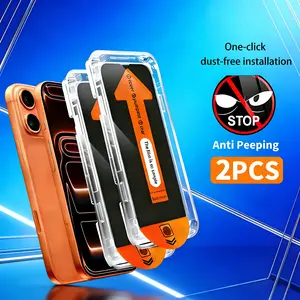 2 PCS Full-Cover Privacy/HD Tempered Glass Screen Protector for iPhone series,  9H+ Hardness, Anti-Scratch,  Earpiece dustproof，Dust-free One-Click Installation