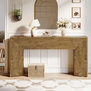 LITTLE TREE Console Table for Entryway, 63 Inches Extra Long Brown Wooden Sofa Table for Living Room, Modern Hallway Foyer Table for Entrance, Easy Assembly