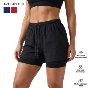 Men Women Unisex 2 in 1 Double Layer Athletic Shorts, Quick Dry Breathable Workout Shorts with Inner Liner, Elastic Adjustable Waist Gym Running Shorts, Sweet Wear Casual Summer Outfit