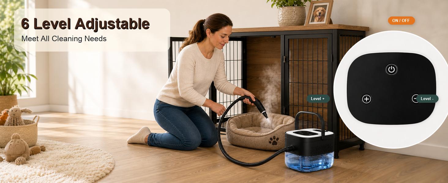 ECORUI Portable Steam Cleaner for Pet Homes, 221°F High-Temperature Handheld Steamer with 15-Second Heat-Up, 6 Steam Levels, 18 Attachments for Litter Boxes, Floors, Crates, Feeding Areas & More ECORUI Portable Steam Cleaner for Pet Homes, 221°F High-Temperature Handheld Steamer with 15-Second Heat-Up, 6 Steam Levels, 18 Attachments for Litter Boxes, Floors, Crates, Feeding Areas & More
